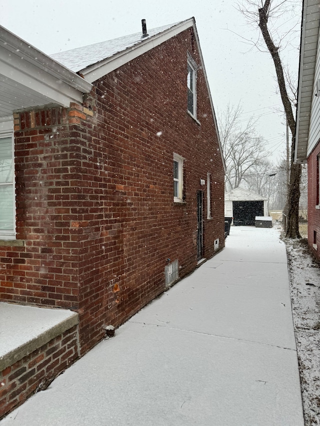 view of snowy exterior