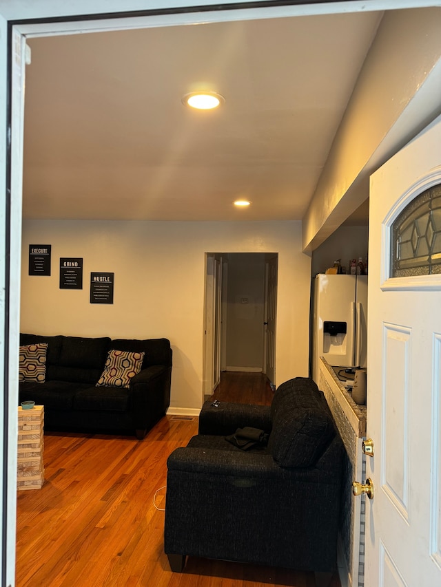 living room with wood-type flooring