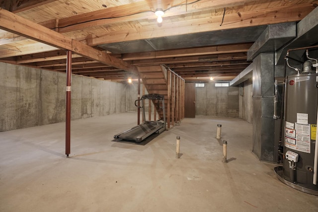 basement with gas water heater