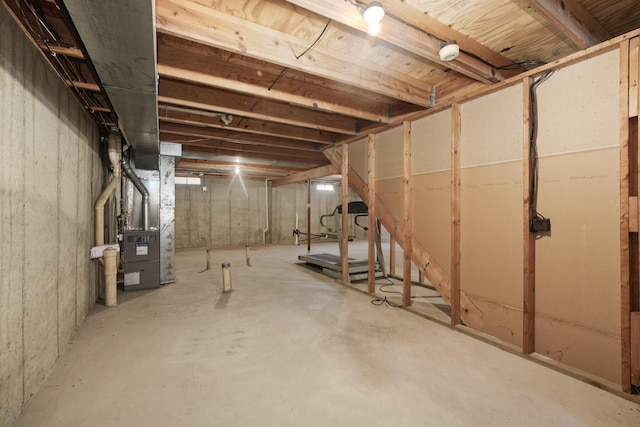 basement with heating unit