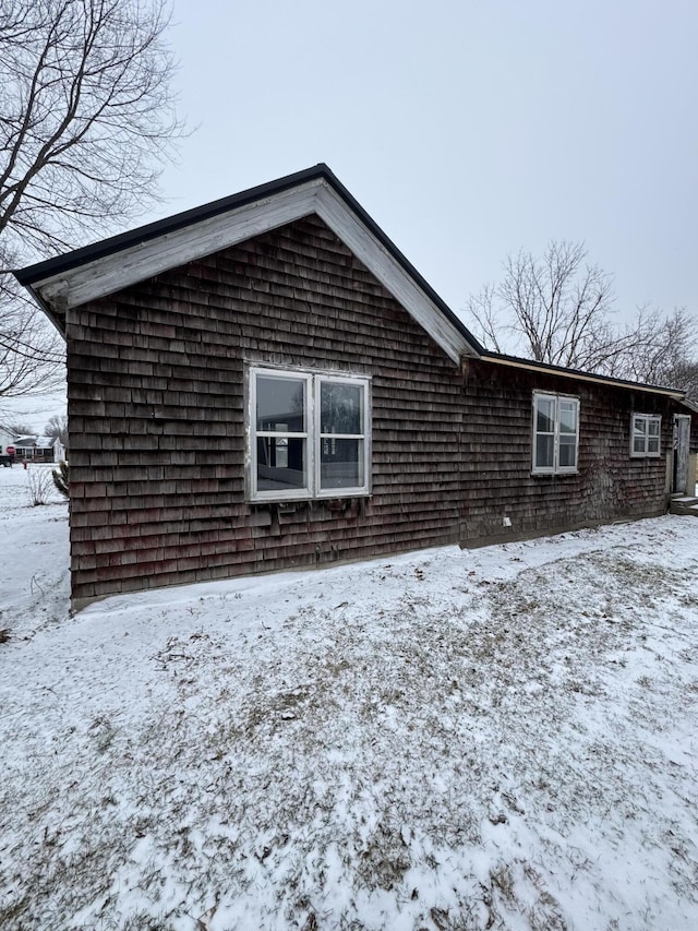 view of snow covered exterior