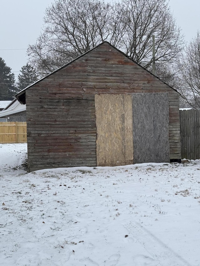 view of snow covered structure