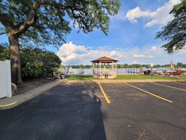 view of parking / parking lot with a gazebo