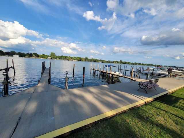 dock area with a water view