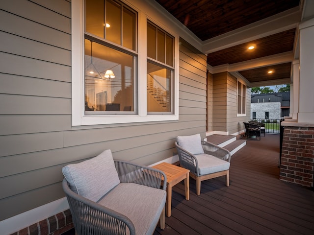 deck featuring a porch