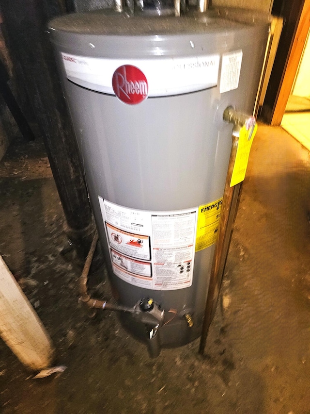 utility room featuring gas water heater