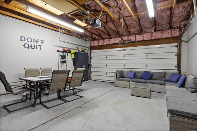 garage with a garage door opener