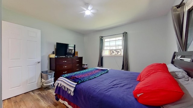 bedroom with light hardwood / wood-style floors