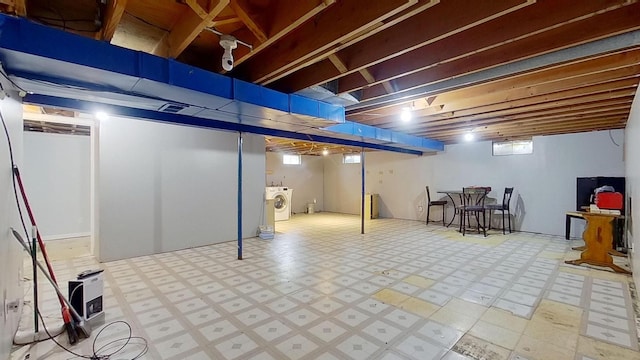 basement featuring washer / clothes dryer