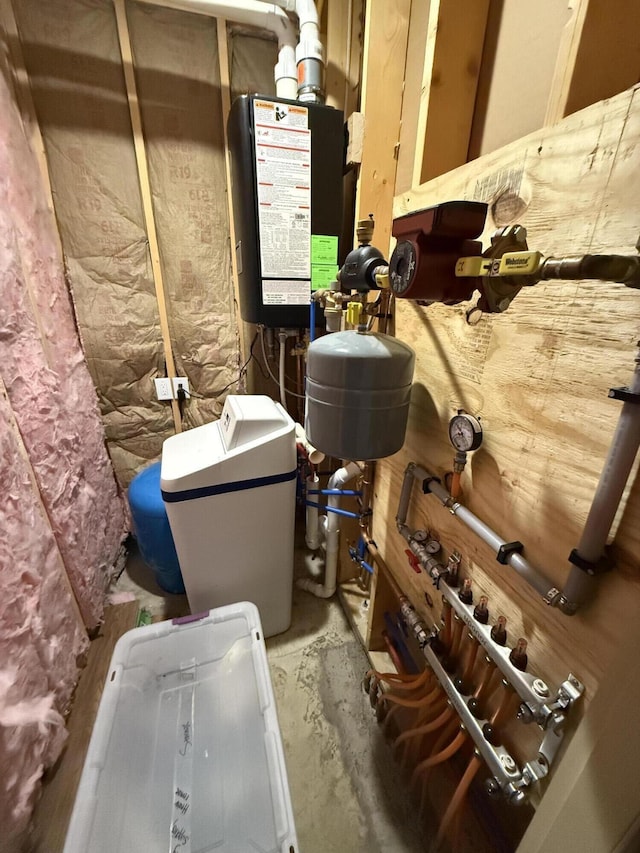 utility room with water heater