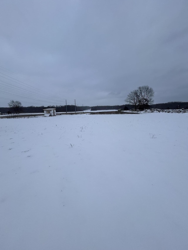 view of yard layered in snow