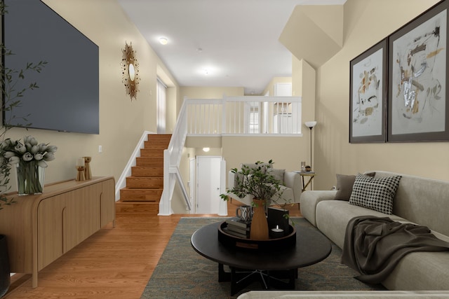 living room with light wood-type flooring