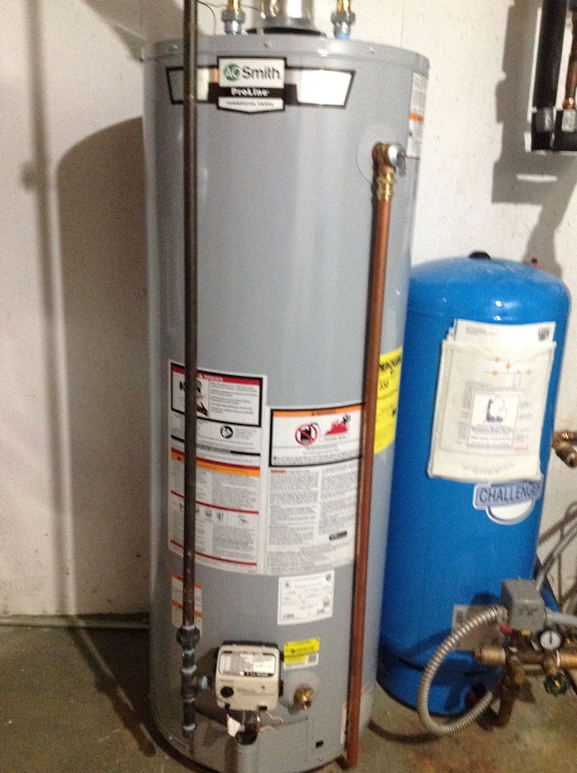 utility room with gas water heater