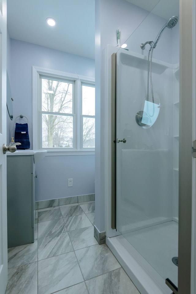 bathroom with a shower