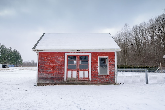 view of snow covered structure