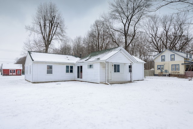 view of snow covered property