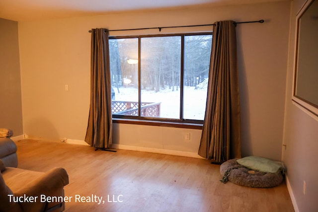 sitting room featuring light hardwood / wood-style flooring