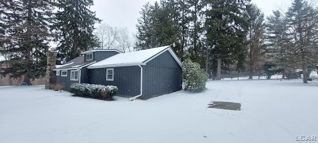 view of snowy exterior