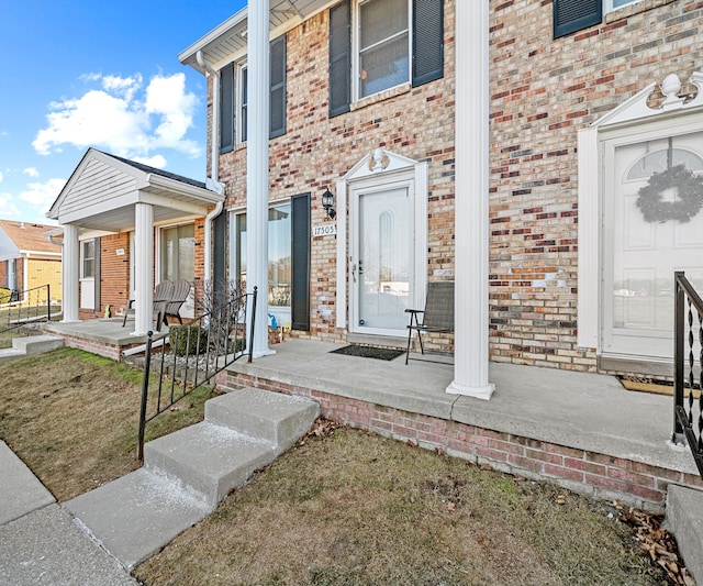 doorway to property featuring a porch