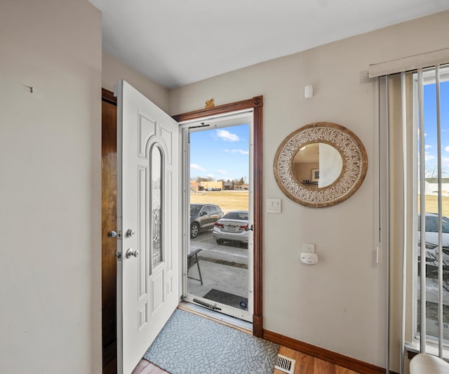 foyer with hardwood / wood-style flooring