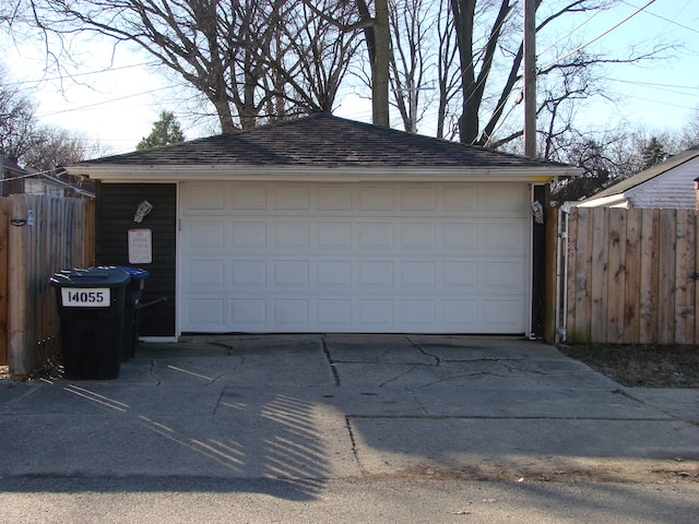 view of garage