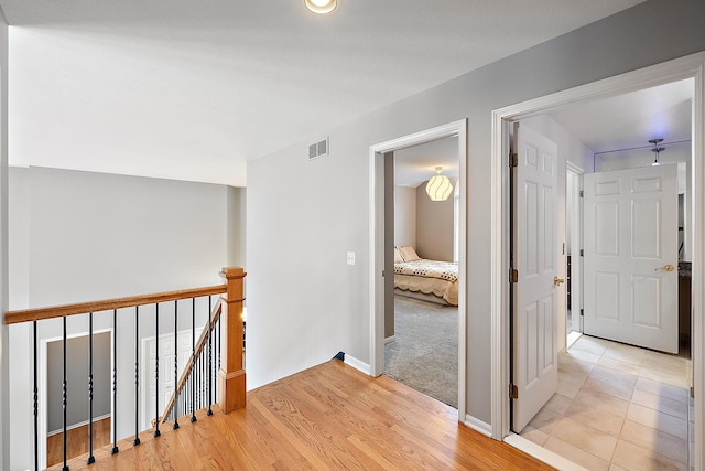 hall featuring light hardwood / wood-style flooring