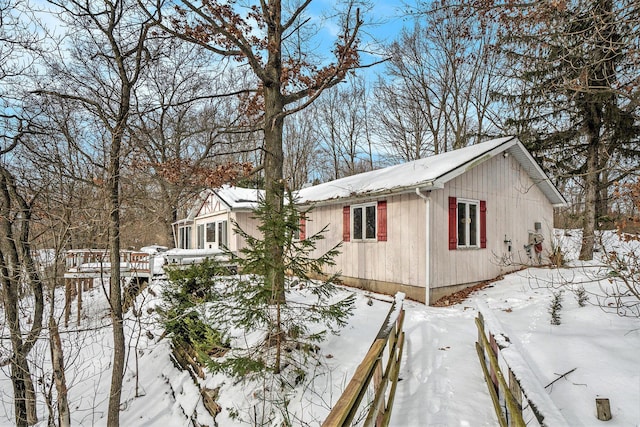 view of snow covered exterior