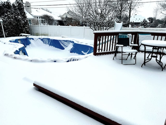 view of yard covered in snow