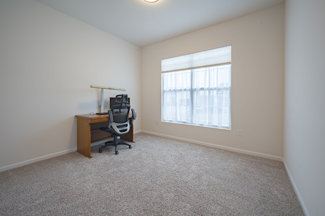 view of carpeted home office