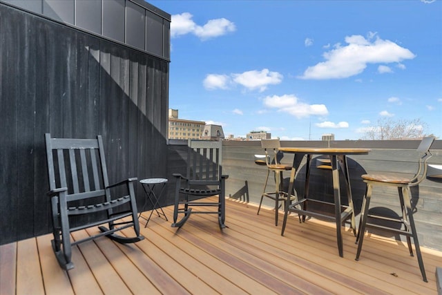 deck featuring a view of city