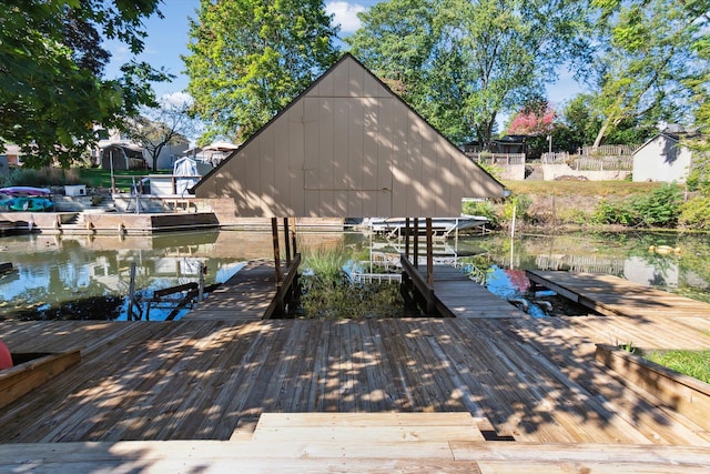 view of dock featuring a water view