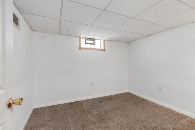 basement featuring carpet flooring