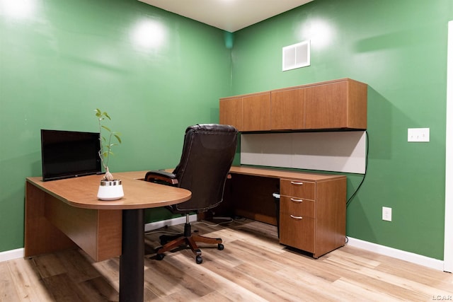 office area featuring light hardwood / wood-style flooring