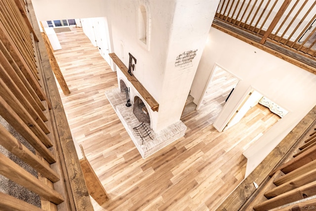 stairway with wood-type flooring