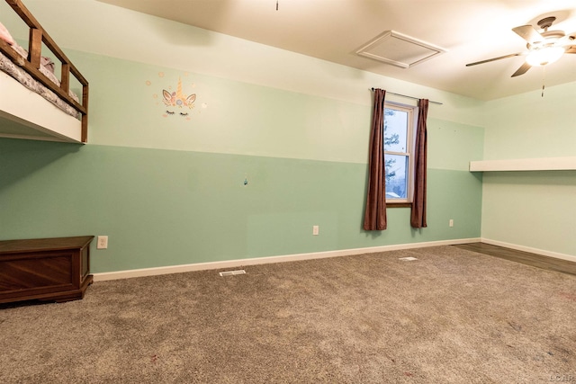 empty room with carpet and ceiling fan