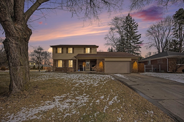 front of property featuring a garage