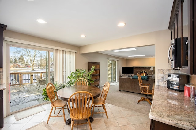 view of carpeted dining area