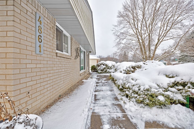 view of snow covered exterior