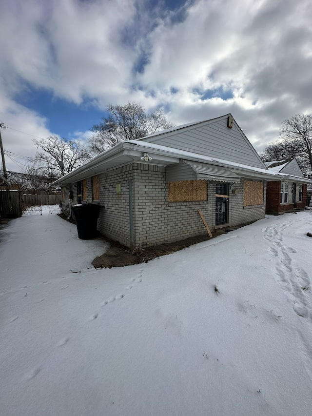 view of snowy exterior