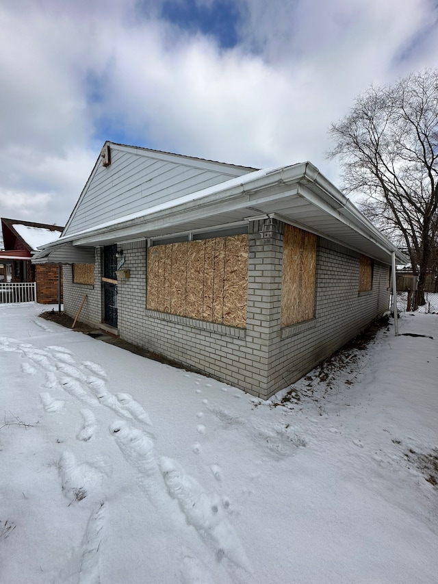 view of snowy exterior