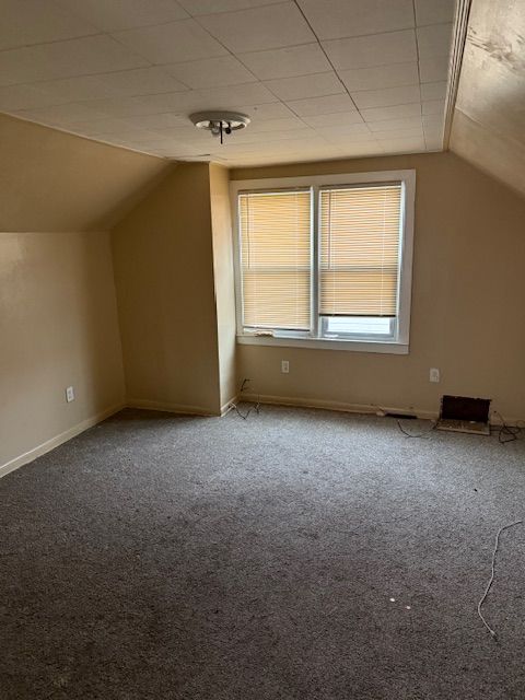 additional living space with carpet flooring and vaulted ceiling