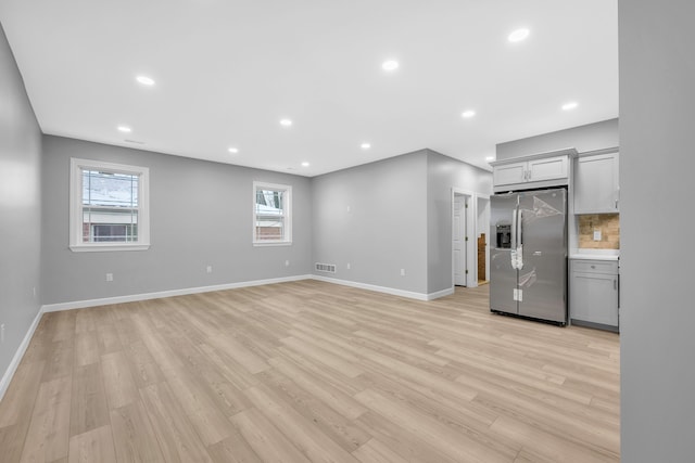 unfurnished living room with light hardwood / wood-style floors