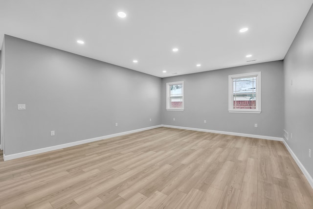 empty room with light wood-type flooring