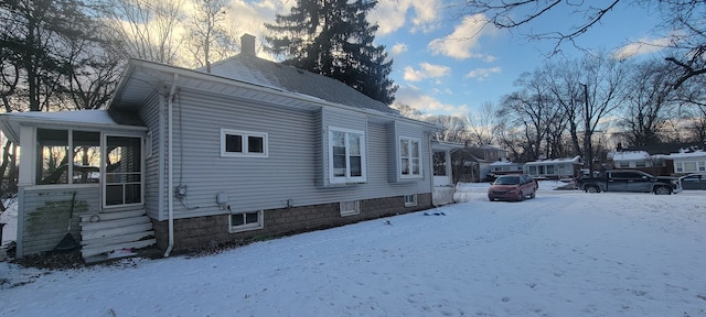 view of snowy exterior