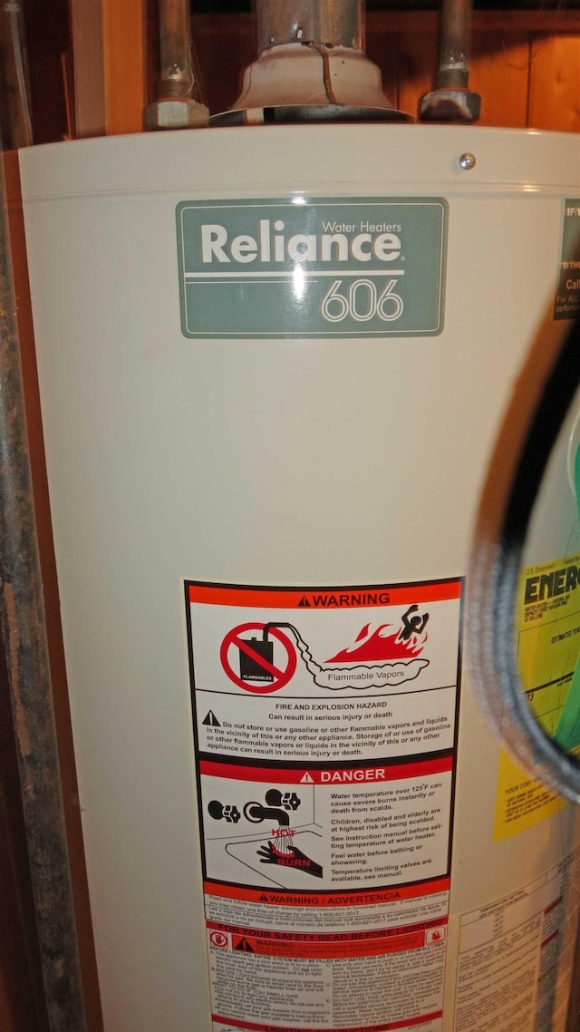 details featuring gas water heater