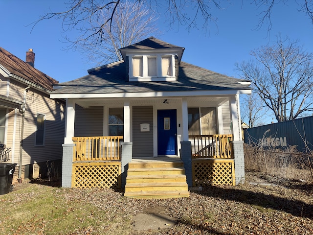 bungalow featuring a porch