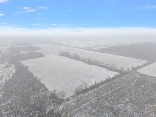 birds eye view of property featuring a rural view