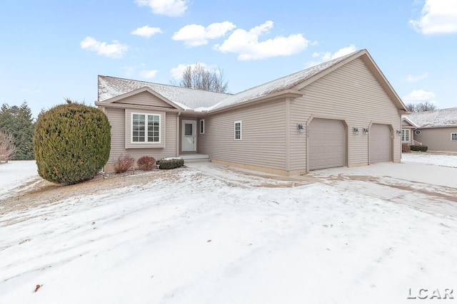 single story home with a garage