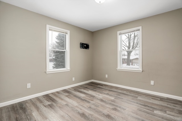 empty room featuring light hardwood / wood-style floors and a wealth of natural light