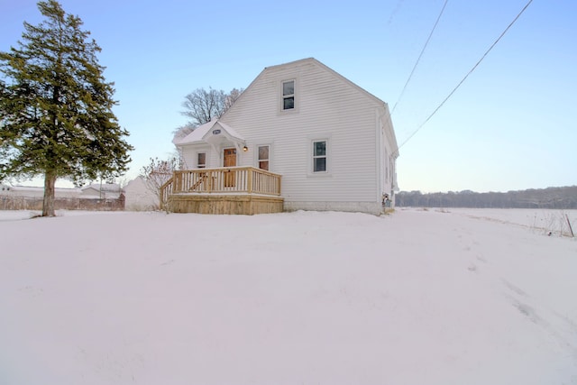 view of snow covered property